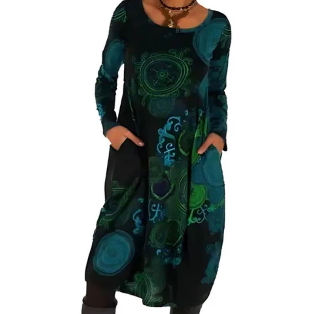 Misslook Long Sleeve T-shirt Dress Size‎ S Boho Oversized Travel Artsy Retro